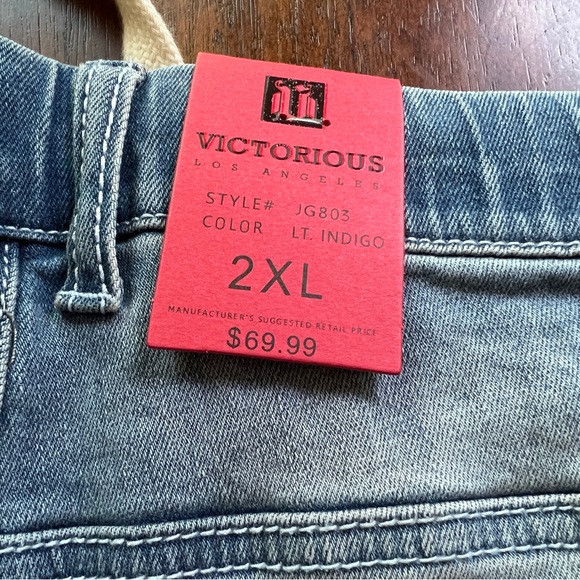 NWT victorious Los Angeles blue jeans size 2XL drawstring 5 pocket front/back - Picture 3 of 10